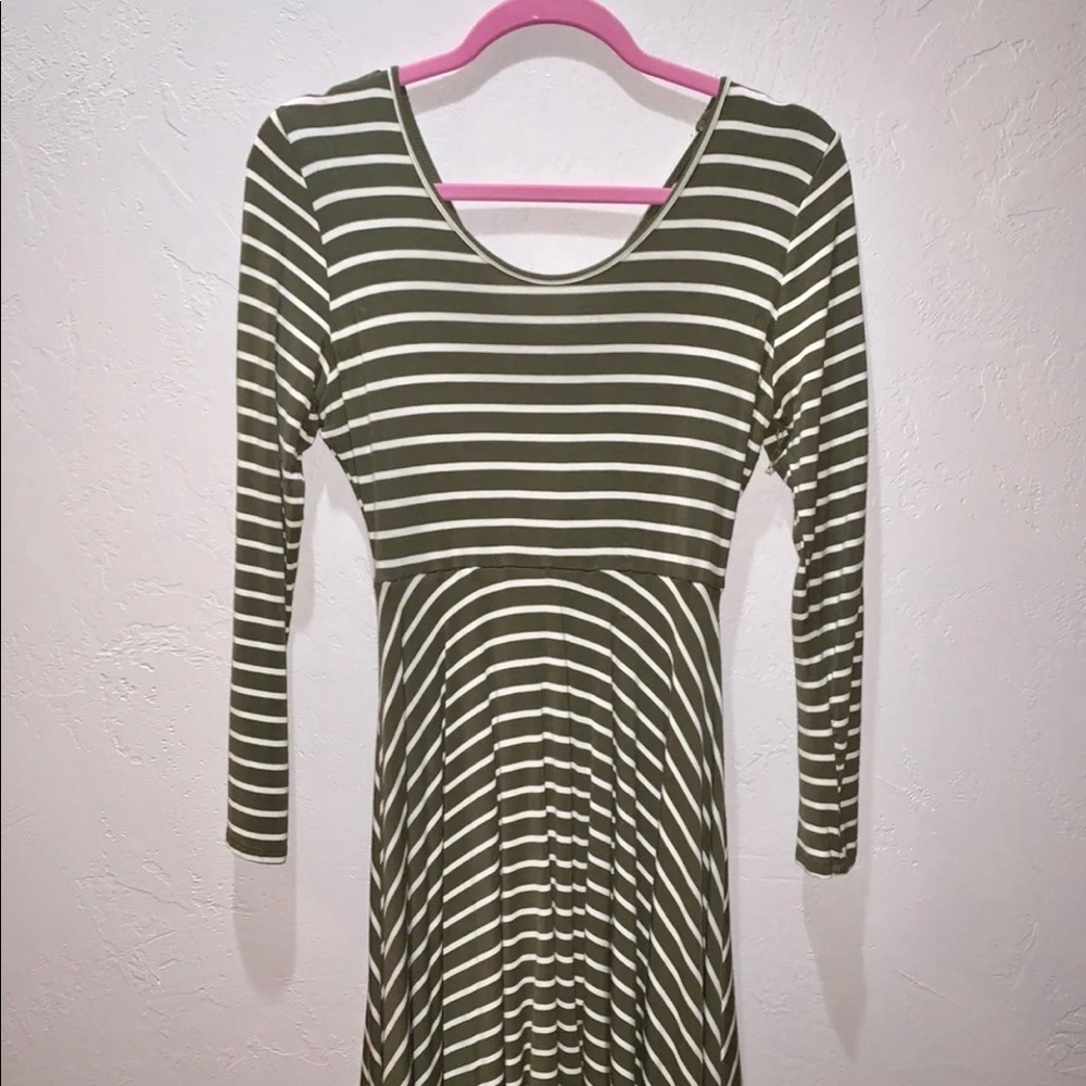 Green and White Striped Dress